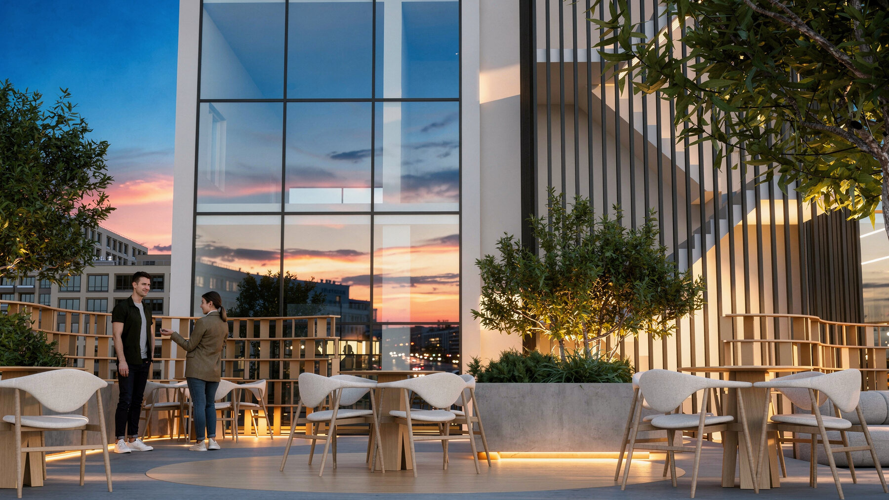 CR14 terrace at sunset